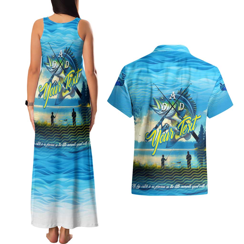 Reel Cool Dad Fishing Couples Matching Tank Maxi Dress and Hawaiian Shirt Father Hooked on Love and Lakeside Moments