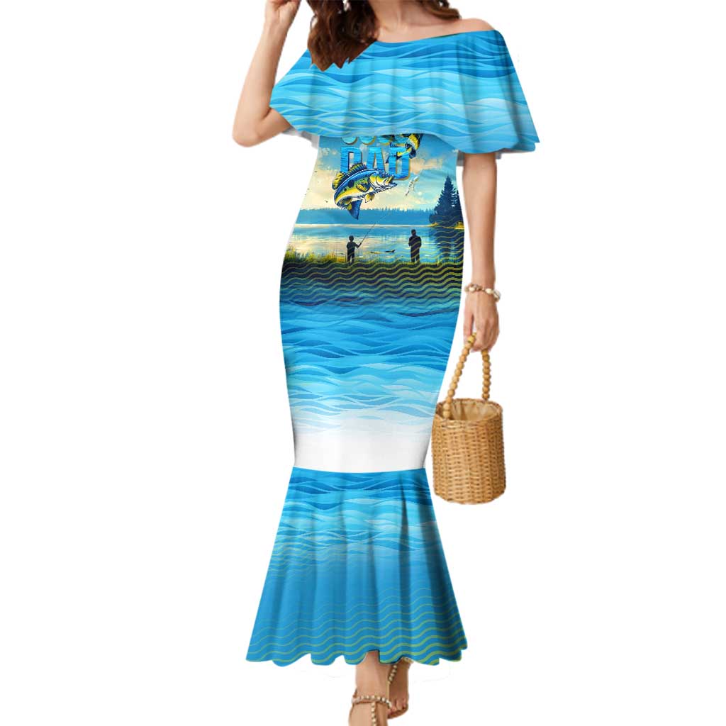 Reel Cool Dad Fishing Family Matching Mermaid Dress and Hawaiian Shirt Father Hooked on Love and Lakeside Moments