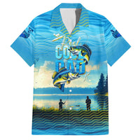 Reel Cool Dad Fishing Family Matching Off The Shoulder Long Sleeve Dress and Hawaiian Shirt Father Hooked on Love and Lakeside Moments