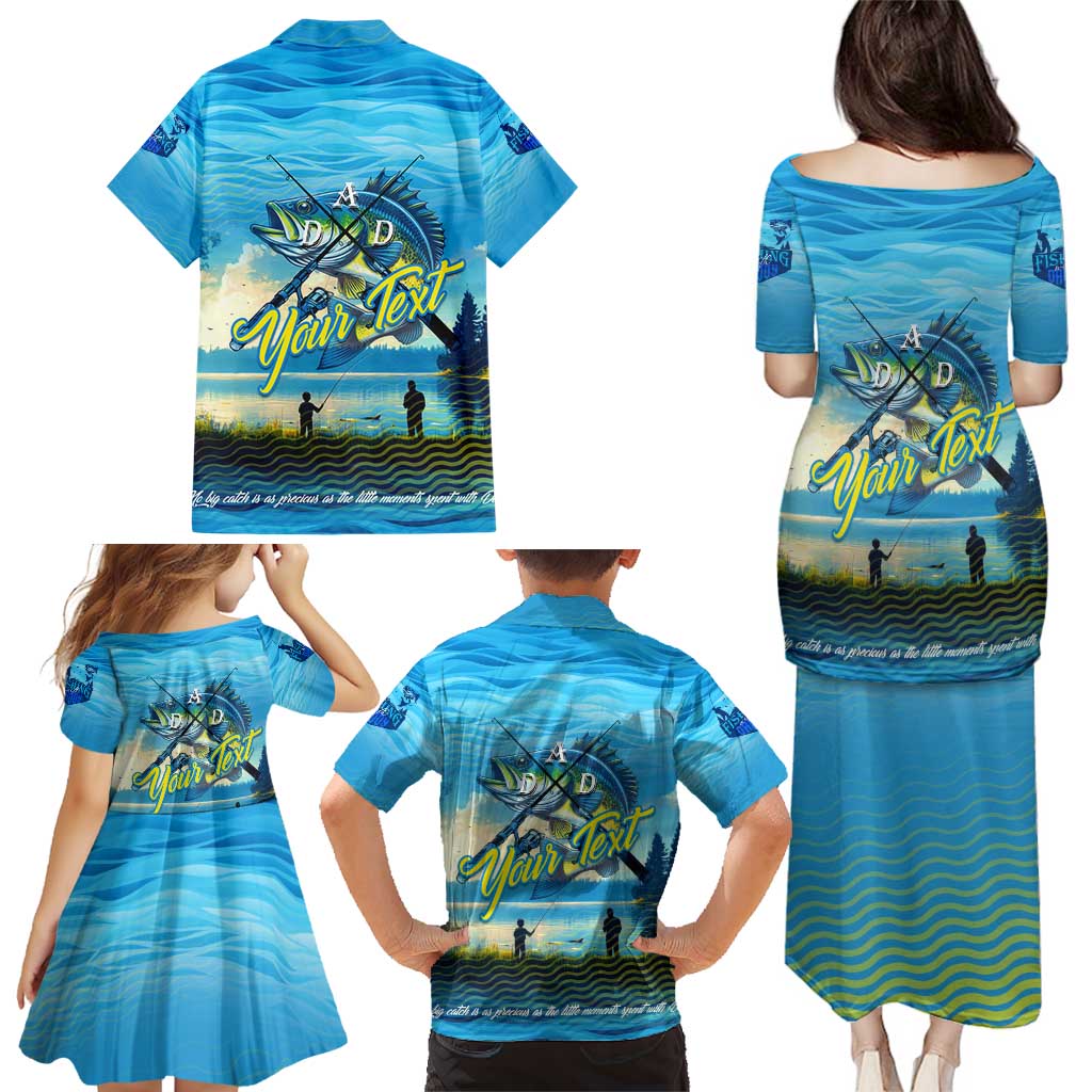 Reel Cool Dad Fishing Family Matching Puletasi and Hawaiian Shirt Father Hooked on Love and Lakeside Moments