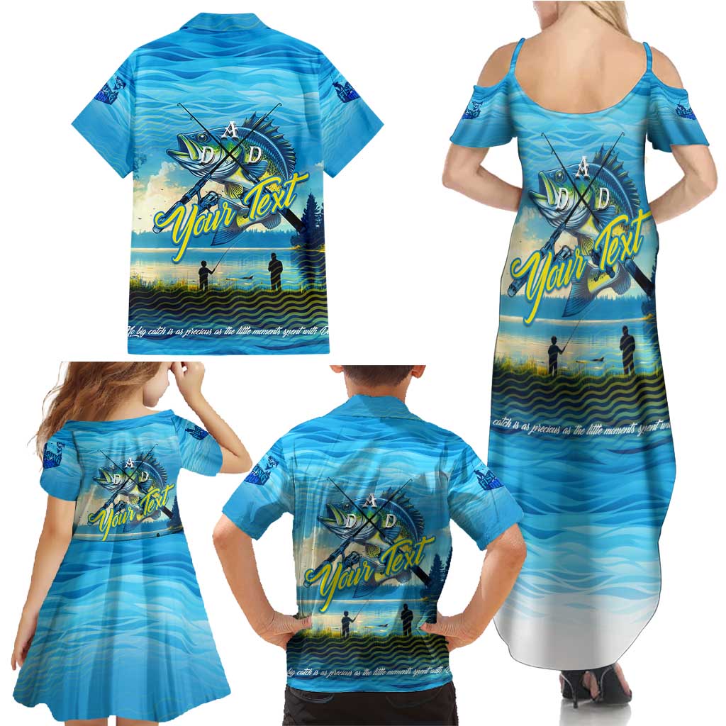 Reel Cool Dad Fishing Family Matching Summer Maxi Dress and Hawaiian Shirt Father Hooked on Love and Lakeside Moments
