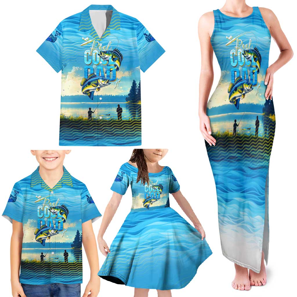 Reel Cool Dad Fishing Family Matching Tank Maxi Dress and Hawaiian Shirt Father Hooked on Love and Lakeside Moments