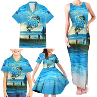 Reel Cool Dad Fishing Family Matching Tank Maxi Dress and Hawaiian Shirt Father Hooked on Love and Lakeside Moments