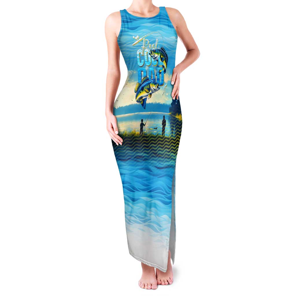 Reel Cool Dad Fishing Family Matching Tank Maxi Dress and Hawaiian Shirt Father Hooked on Love and Lakeside Moments