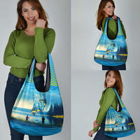 Reel Cool Dad Fishing Grocery Bag Father Hooked on Love and Lakeside Moments