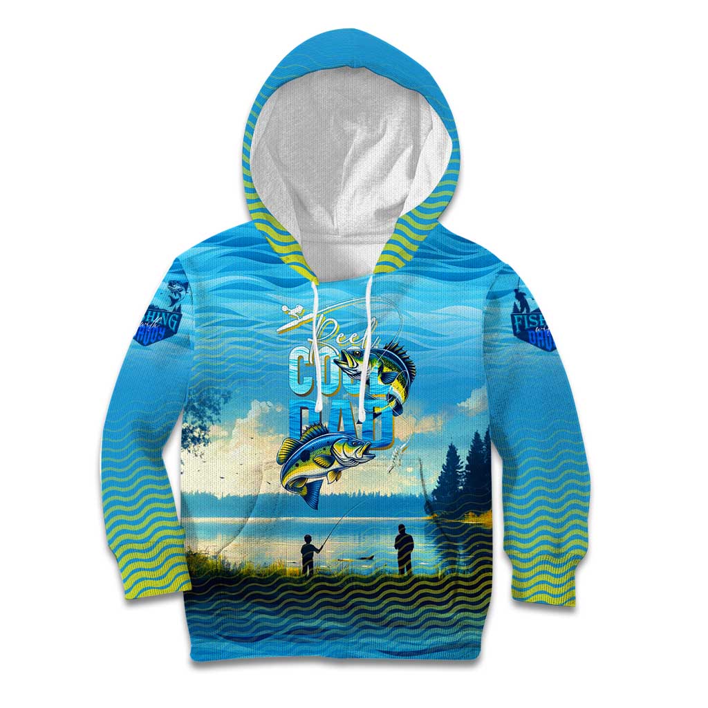 Reel Cool Dad Fishing Kid Hoodie Father Hooked on Love and Lakeside Moments