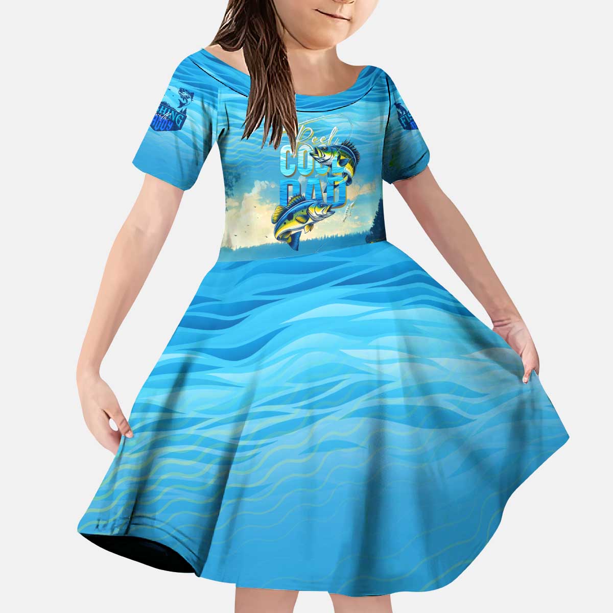 Reel Cool Dad Fishing Kid Short Sleeve Dress Father Hooked on Love and Lakeside Moments