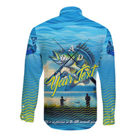 Reel Cool Dad Fishing Long Sleeve Button Shirt Father Hooked on Love and Lakeside Moments