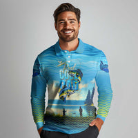 Reel Cool Dad Fishing Long Sleeve Polo Shirt Father Hooked on Love and Lakeside Moments