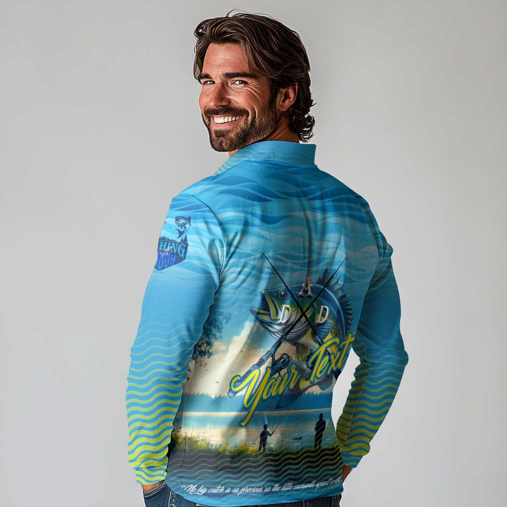 Reel Cool Dad Fishing Long Sleeve Polo Shirt Father Hooked on Love and Lakeside Moments