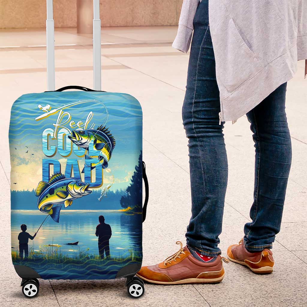 Reel Cool Dad Fishing Luggage Cover Father Hooked on Love and Lakeside Moments
