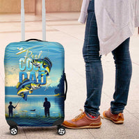 Reel Cool Dad Fishing Luggage Cover Father Hooked on Love and Lakeside Moments