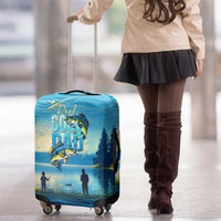 Reel Cool Dad Fishing Luggage Cover Father Hooked on Love and Lakeside Moments