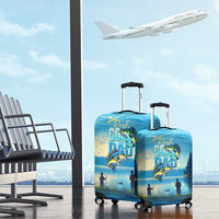 Reel Cool Dad Fishing Luggage Cover Father Hooked on Love and Lakeside Moments