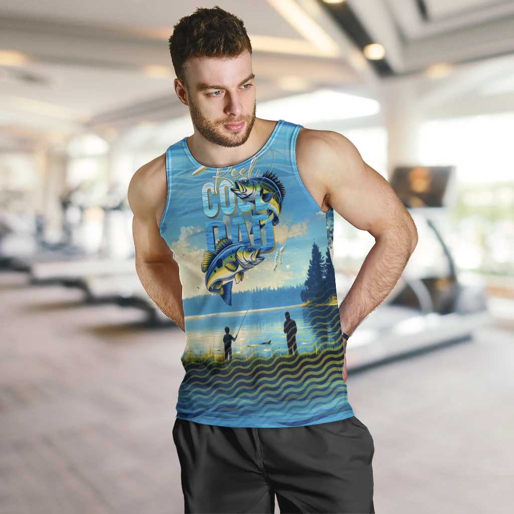 Reel Cool Dad Fishing Men Tank Top Father Hooked on Love and Lakeside Moments