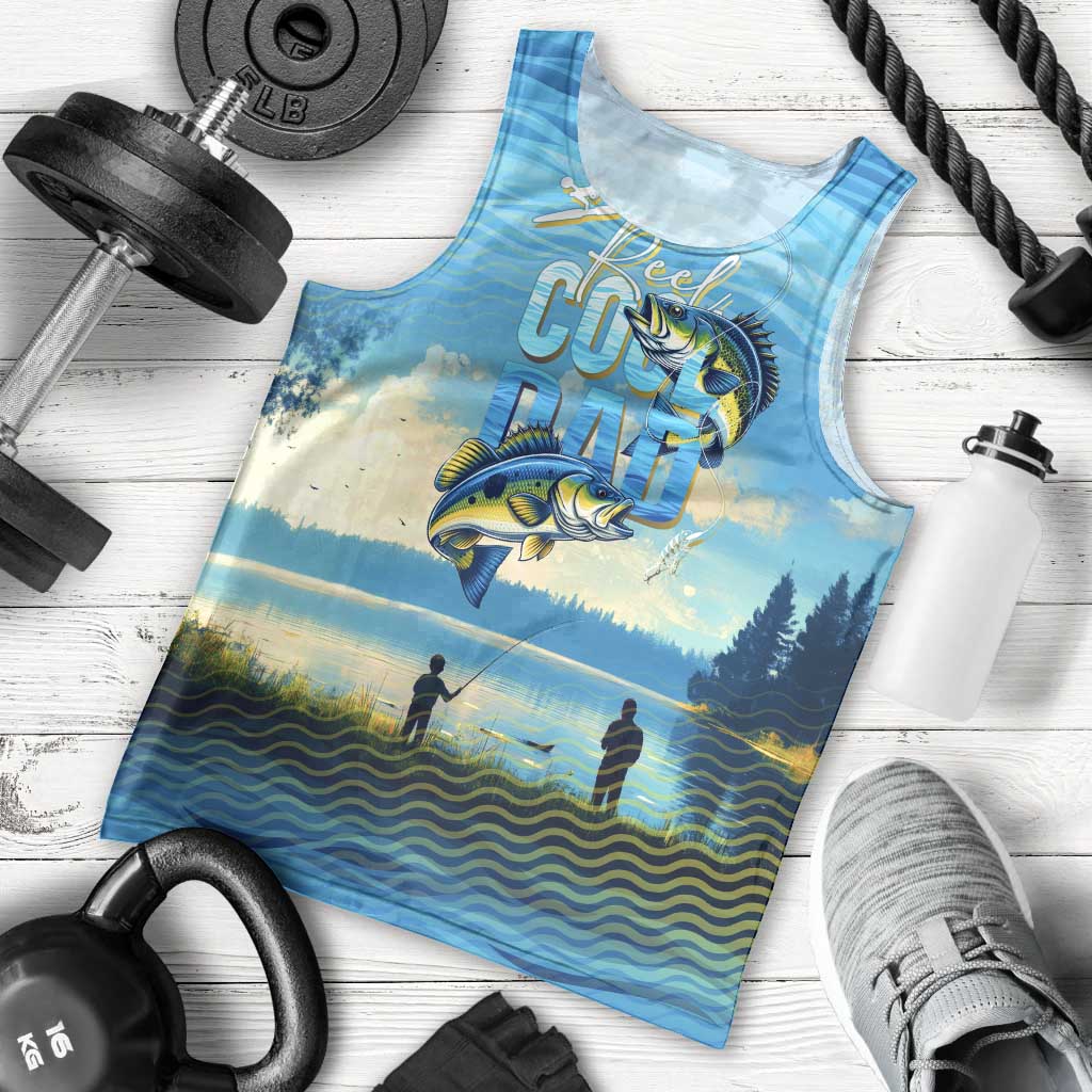Reel Cool Dad Fishing Men Tank Top Father Hooked on Love and Lakeside Moments
