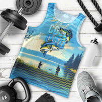 Reel Cool Dad Fishing Men Tank Top Father Hooked on Love and Lakeside Moments