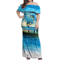 Reel Cool Dad Fishing Off Shoulder Maxi Dress Father Hooked on Love and Lakeside Moments