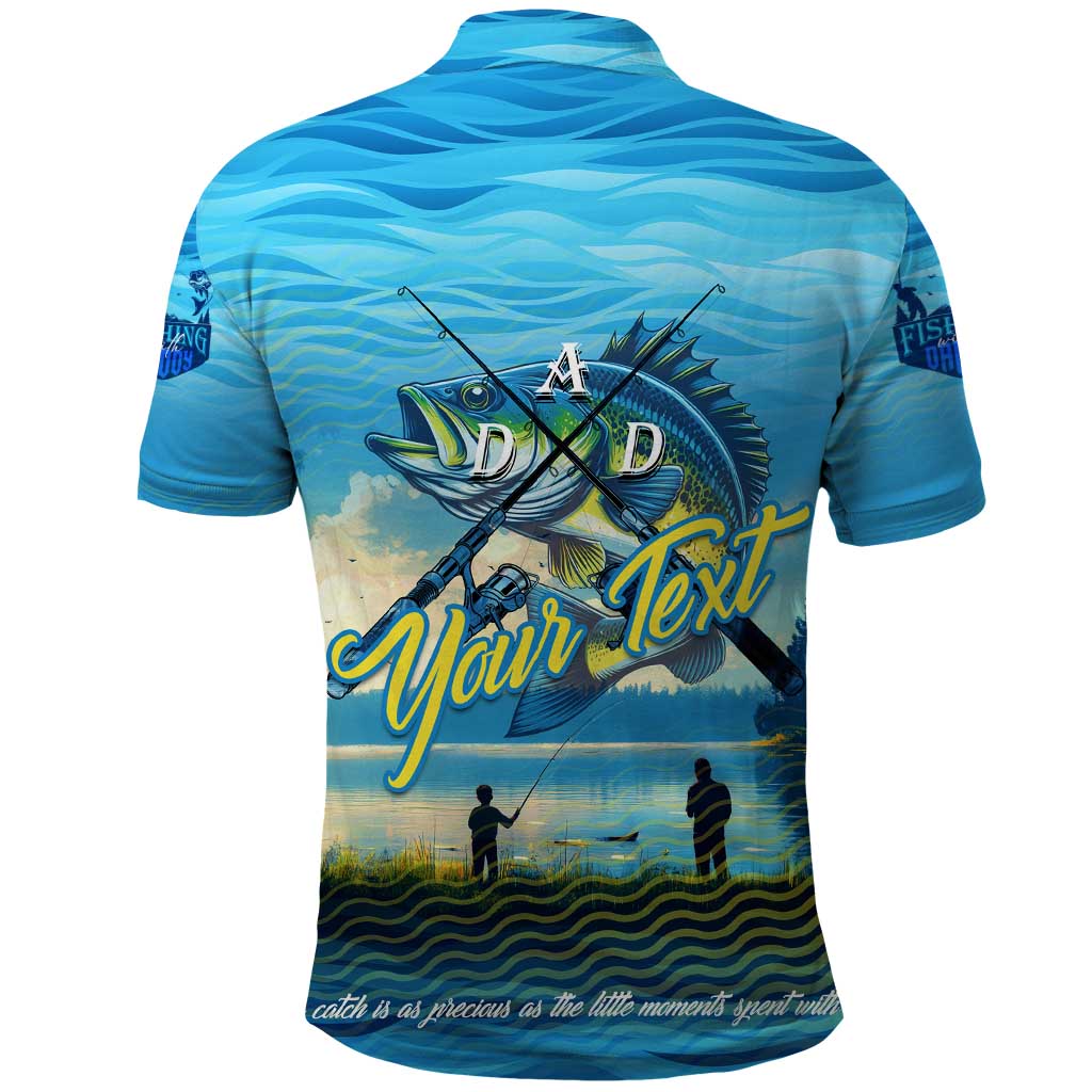 Reel Cool Dad Fishing Polo Shirt Father Hooked on Love and Lakeside Moments