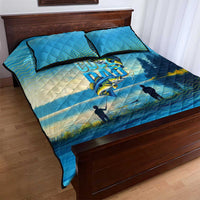 Reel Cool Dad Fishing Quilt Bed Set Father Hooked on Love and Lakeside Moments