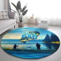 Reel Cool Dad Fishing Round Carpet Father Hooked on Love and Lakeside Moments