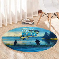 Reel Cool Dad Fishing Round Carpet Father Hooked on Love and Lakeside Moments