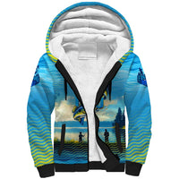 Reel Cool Dad Fishing Sherpa Hoodie Father Hooked on Love and Lakeside Moments