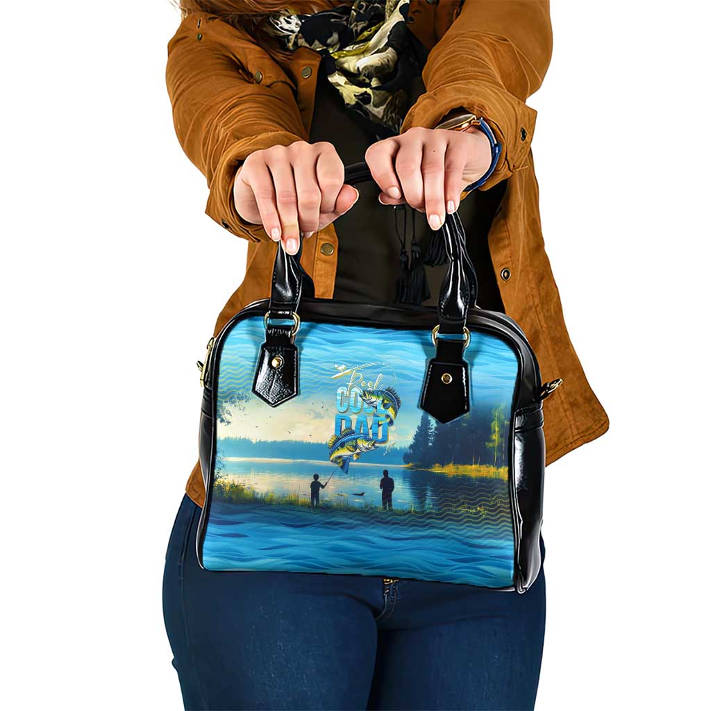 Reel Cool Dad Fishing Shoulder Handbag Father Hooked on Love and Lakeside Moments