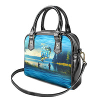 Reel Cool Dad Fishing Shoulder Handbag Father Hooked on Love and Lakeside Moments
