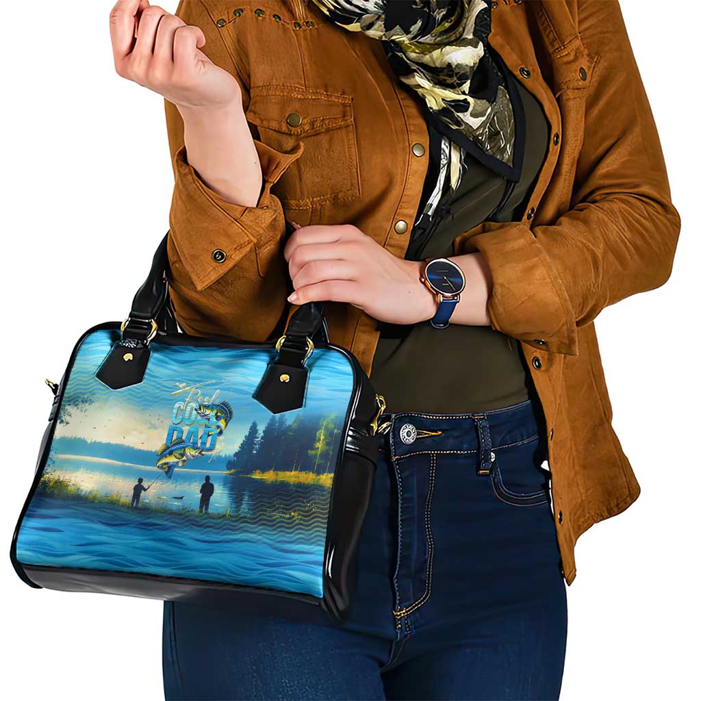Reel Cool Dad Fishing Shoulder Handbag Father Hooked on Love and Lakeside Moments