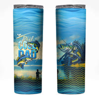 Reel Cool Dad Fishing Skinny Tumbler Father Hooked on Love and Lakeside Moments