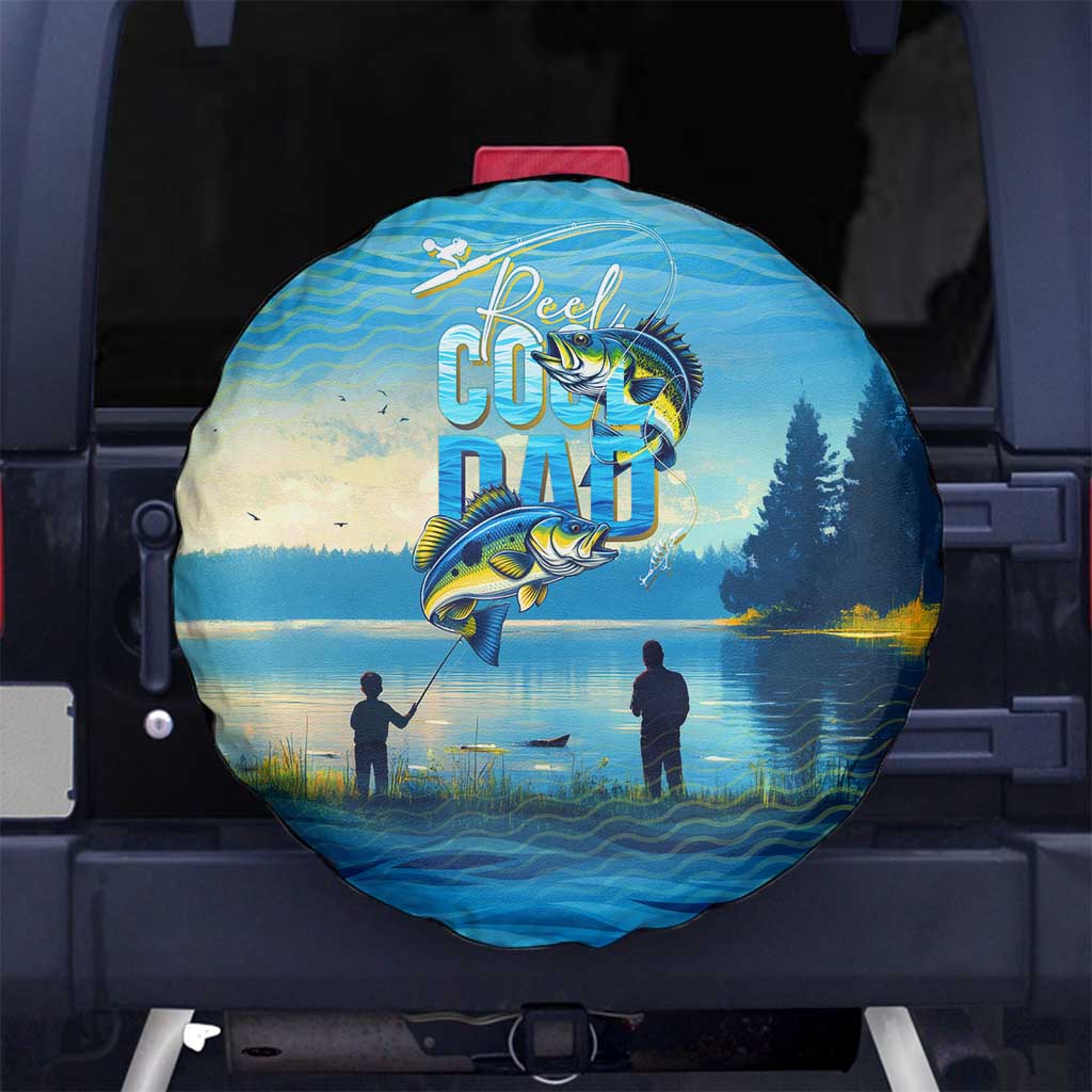 Reel Cool Dad Fishing Spare Tire Cover Father Hooked on Love and Lakeside Moments
