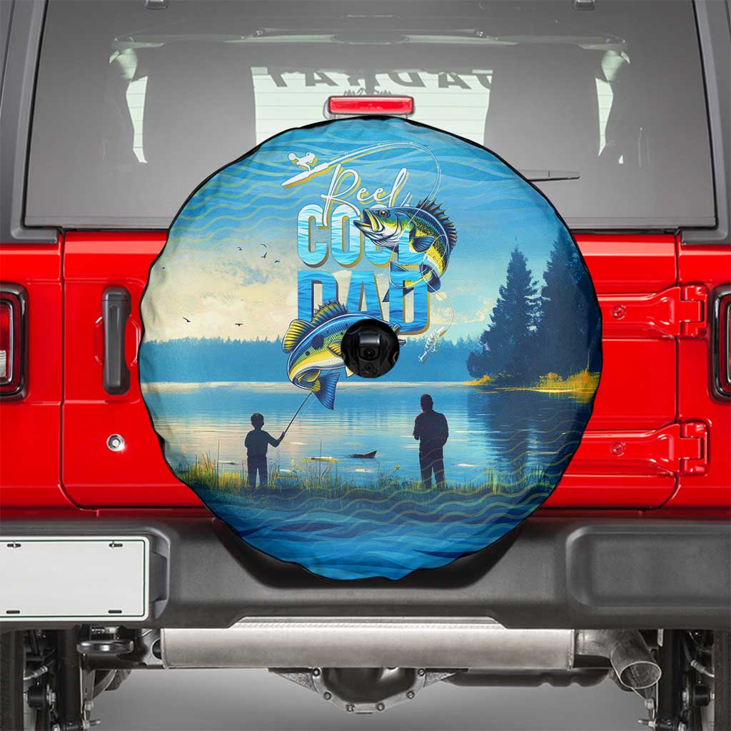 Reel Cool Dad Fishing Spare Tire Cover Father Hooked on Love and Lakeside Moments