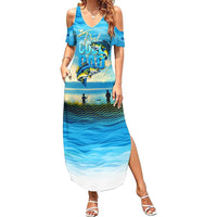 Reel Cool Dad Fishing Summer Maxi Dress Father Hooked on Love and Lakeside Moments