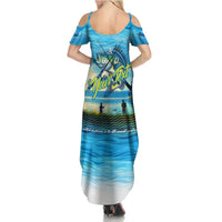 Reel Cool Dad Fishing Summer Maxi Dress Father Hooked on Love and Lakeside Moments