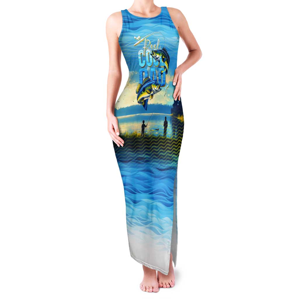 Reel Cool Dad Fishing Tank Maxi Dress Father Hooked on Love and Lakeside Moments