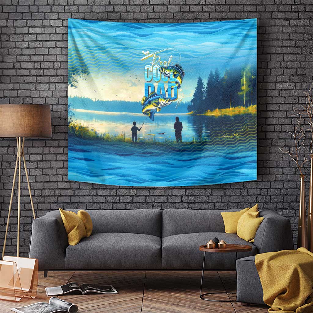 Reel Cool Dad Fishing Tapestry Father Hooked on Love and Lakeside Moments