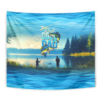 Reel Cool Dad Fishing Tapestry Father Hooked on Love and Lakeside Moments