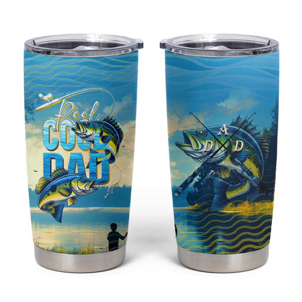 Reel Cool Dad Fishing Tumbler Cup Father Hooked on Love and Lakeside Moments