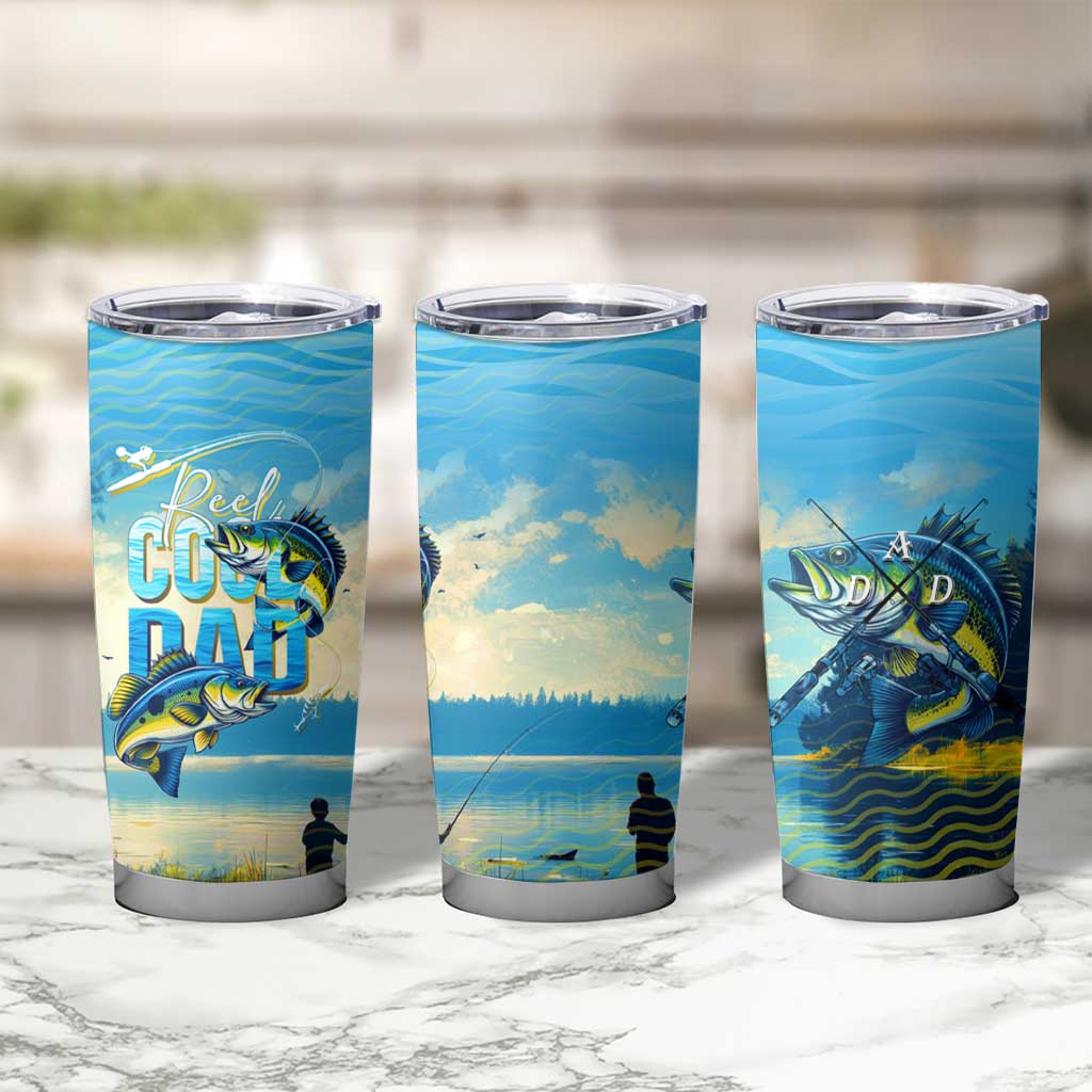 Reel Cool Dad Fishing Tumbler Cup Father Hooked on Love and Lakeside Moments