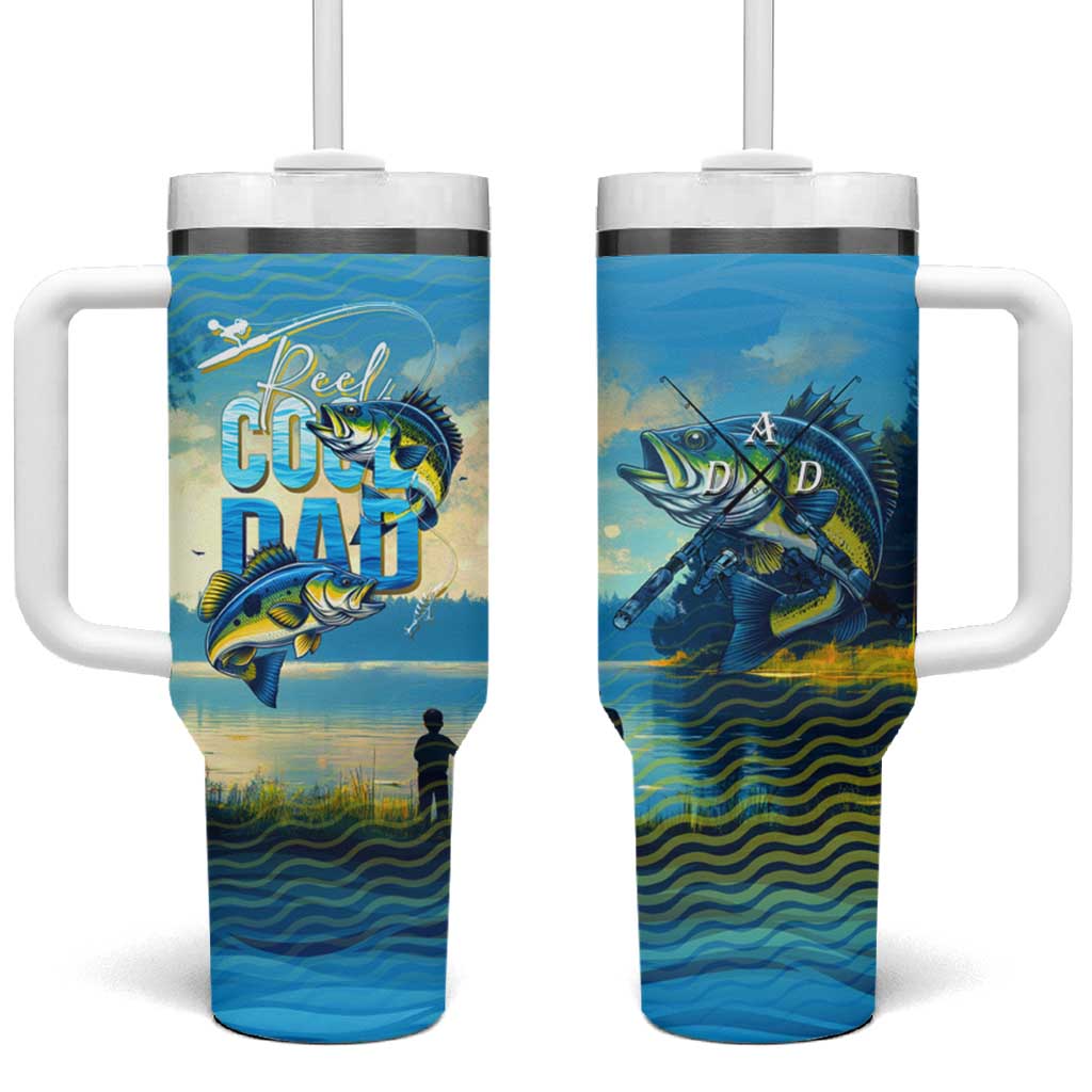 Reel Cool Dad Fishing Tumbler With Handle Father Hooked on Love and Lakeside Moments