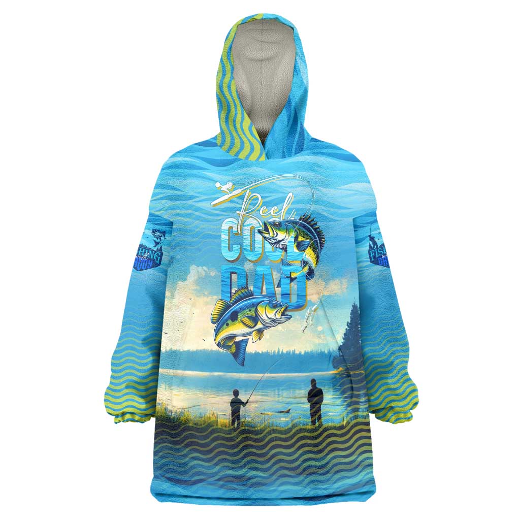 Reel Cool Dad Fishing Wearable Blanket Hoodie Father Hooked on Love and Lakeside Moments