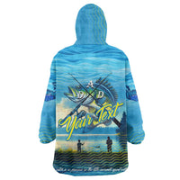 Reel Cool Dad Fishing Wearable Blanket Hoodie Father Hooked on Love and Lakeside Moments