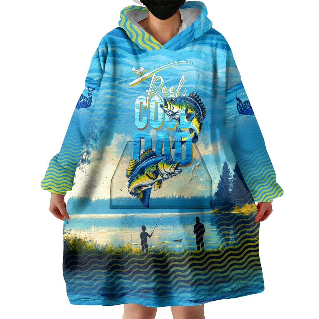 Reel Cool Dad Fishing Wearable Blanket Hoodie Father Hooked on Love and Lakeside Moments