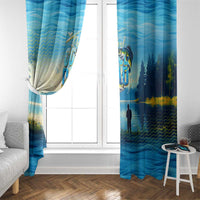 Reel Cool Dad Fishing Window Curtain Father Hooked on Love and Lakeside Moments