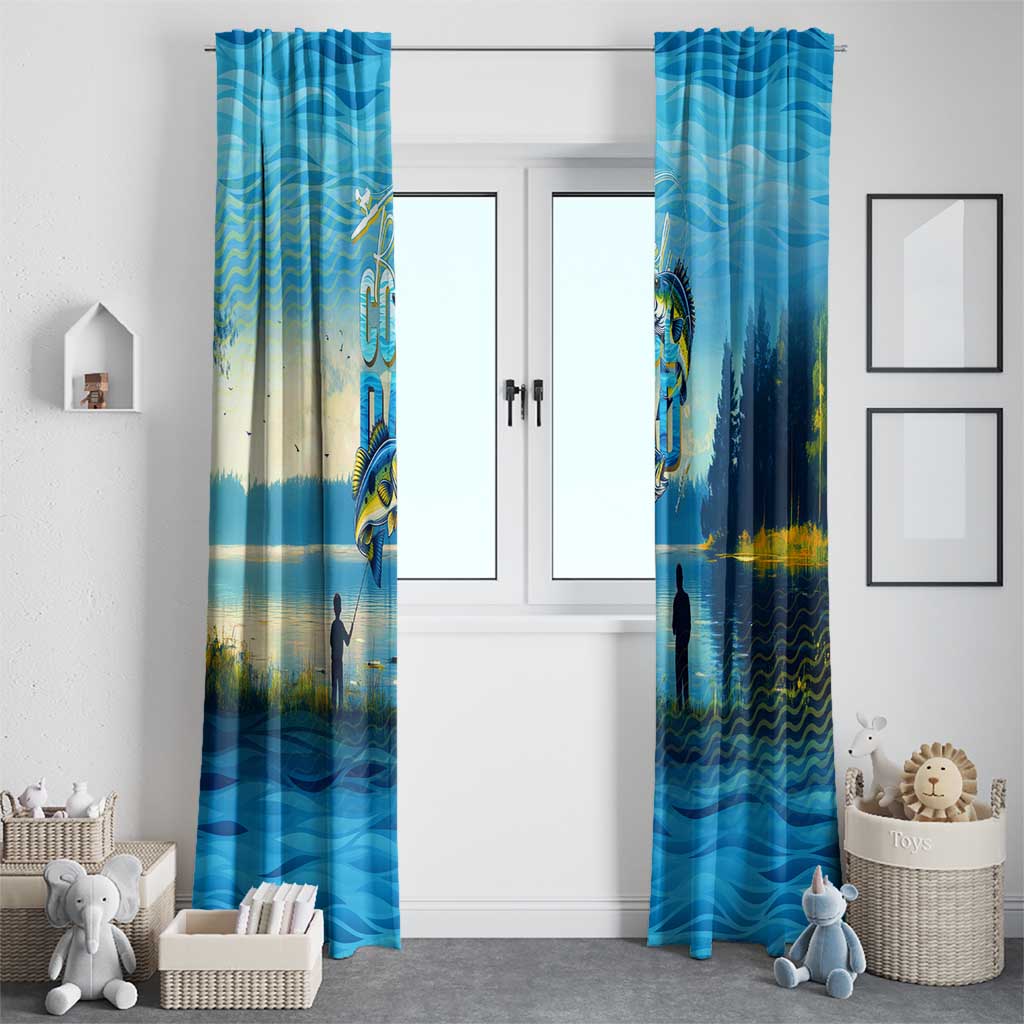 Reel Cool Dad Fishing Window Curtain Father Hooked on Love and Lakeside Moments