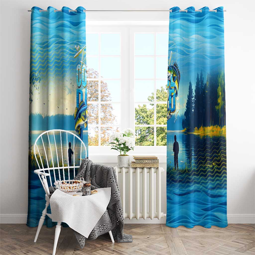 Reel Cool Dad Fishing Window Curtain Father Hooked on Love and Lakeside Moments