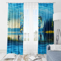 Reel Cool Dad Fishing Window Curtain Father Hooked on Love and Lakeside Moments