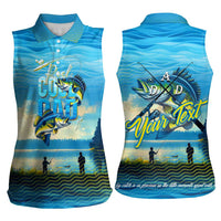 Reel Cool Dad Fishing Women Sleeveless Polo Shirt Father Hooked on Love and Lakeside Moments