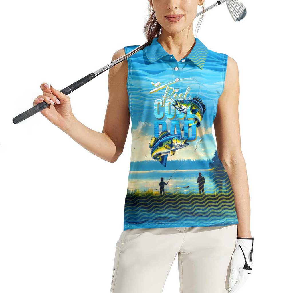 Reel Cool Dad Fishing Women Sleeveless Polo Shirt Father Hooked on Love and Lakeside Moments